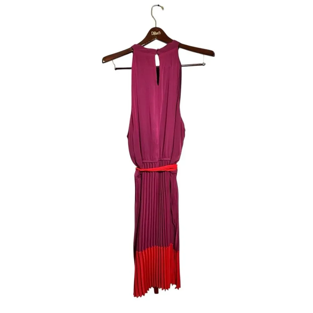 Lane Bryant Plus Size 26 Pleated Color block Fit & Flare Dress Accordion Pleat